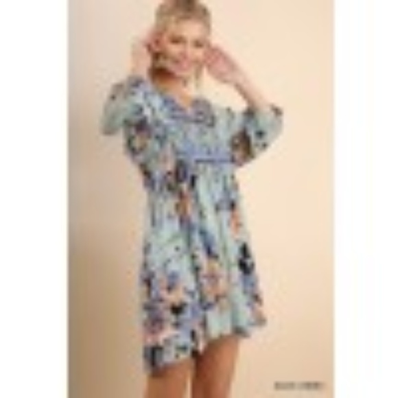 Umgee Sage V-Neck Floral Peasant Dress M LAST ONE - Picture 5 of 8